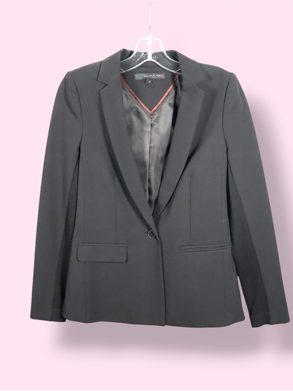 Willow & Thread Blazer Women’s Size 4 Black Tailored Minimalist Jacket